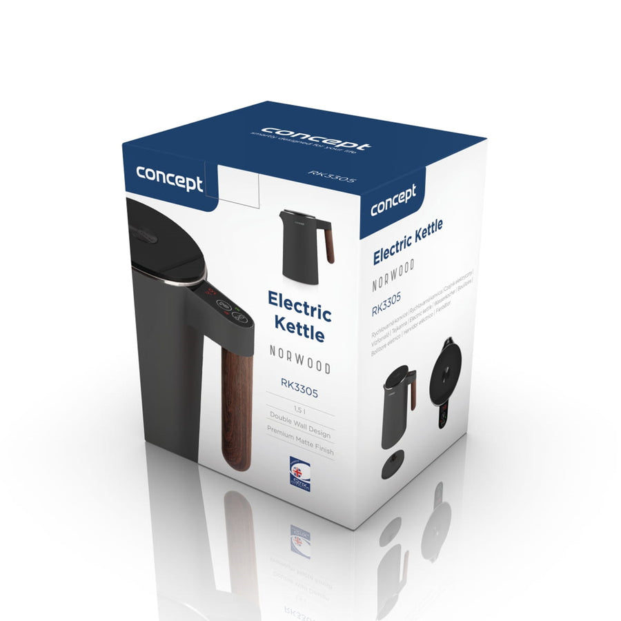 Concept Norwood nerezová konvice s regulací teploty a funkcí KEEP WARM 1,5 l 1850-2200W tmavě šedá
