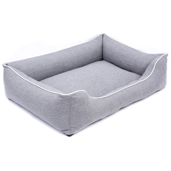 Mestizo Mallorca Comfort pelíšek pro psy košík na pelíšek pro psy pohovka z odolné potahové látky (vnější rozměry: 65x50cm / vnitřní rozměry: 41x27cm, světle šedá/bílá)