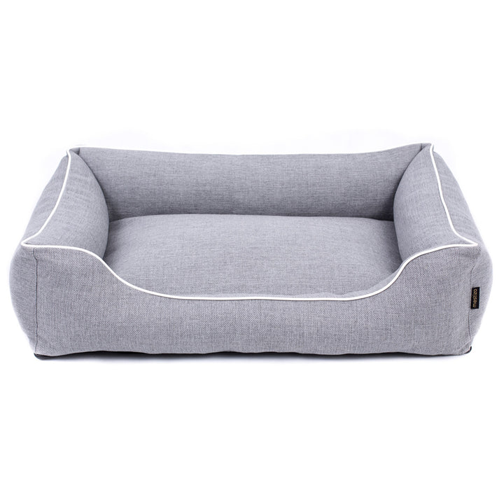 Mestizo Mallorca Comfort pelíšek pro psy košík na pelíšek pro psy pohovka z odolné potahové látky (vnější rozměry: 65x50cm / vnitřní rozměry: 41x27cm, světle šedá/bílá)