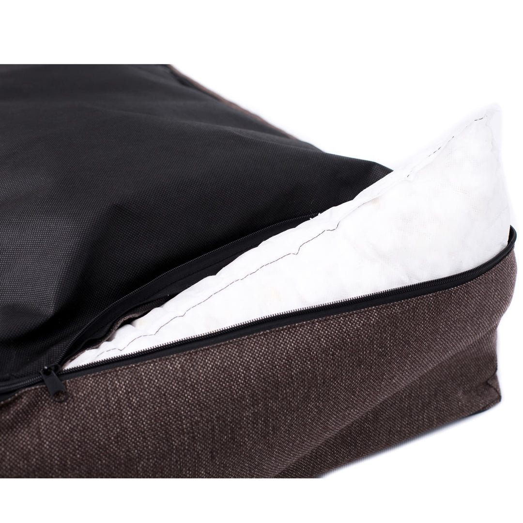 Stylový a elegantní pelíšek pro psy (vnější rozměry: 65x50cm / vnitřní rozměry: 41x27cm, tmavě šedá/bílá)