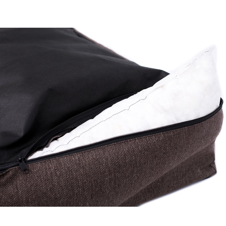 Stylový a elegantní pelíšek pro psy (vnější rozměry: 65x50cm / vnitřní rozměry: 41x27cm, tmavě šedá/bílá)