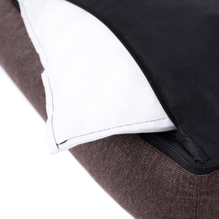 Pelíšek pro psy Sofa Mallorca Comfort v béžové barvě s bílým lemováním 100x75 cm