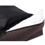 Pelíšek pro psy Sofa Mallorca Comfort v hnědé barvě s bílým lemováním 100x75 cm