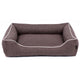 Pelíšek pro psy Sofa Mallorca Comfort v hnědé barvě s bílým lemováním 100x75 cm