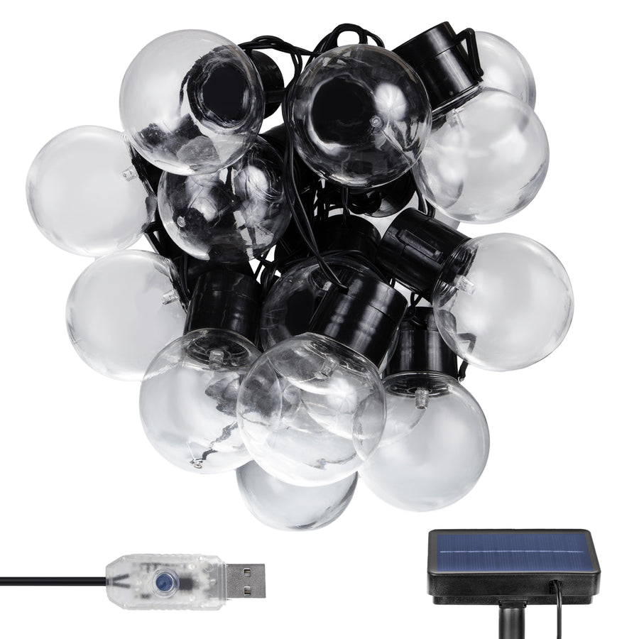 Solární zahradní girlanda LED 2v1 Maclean, IP44, 3W, 10lm, 3000K, dobíjecí baterie 2*600 mAh, 5V DC, 7m, MCE424