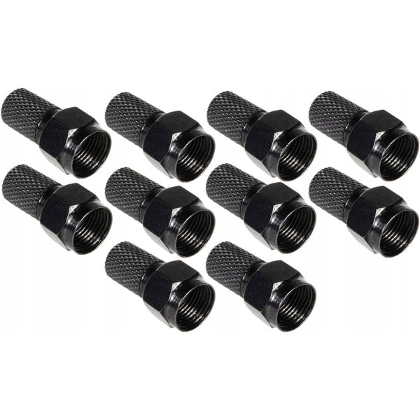 10x satelitní F-konektor Maclean, TV systém, RG5.9, RG6, 6,8 mm, nikl s těsněním, profesionální, černý, MCTV-903