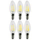 6x Maclean, žárovka LED E14, 6W, 230V, WW teplá bílá 3000K, 806lm, retro edisonová dekorativní svíčka C35, MCE286