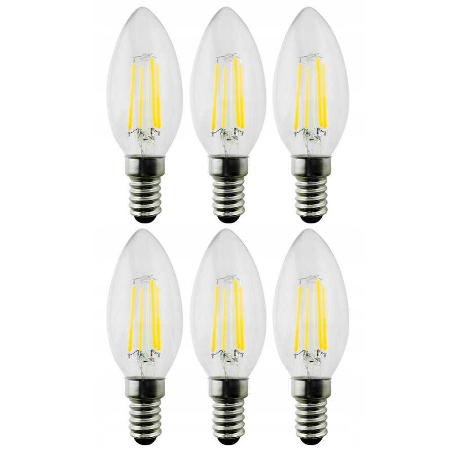 6x Maclean, žárovka LED E14, 6W, 230V, WW teplá bílá 3000K, 806lm, retro edisonová dekorativní svíčka C35, MCE286