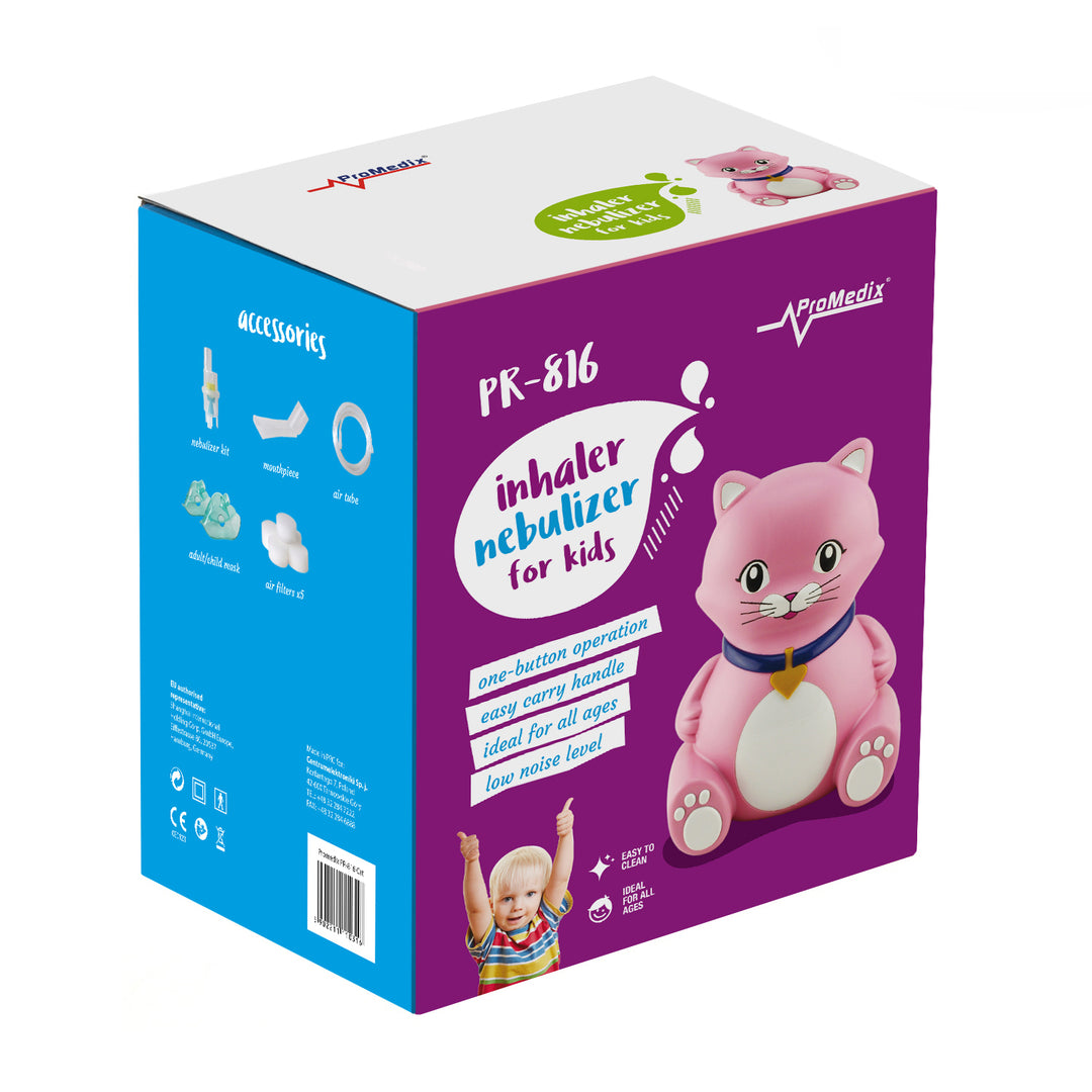 Dětský inhalátor Promedix PR-816 kočka, sada masky, filtry + dudlík