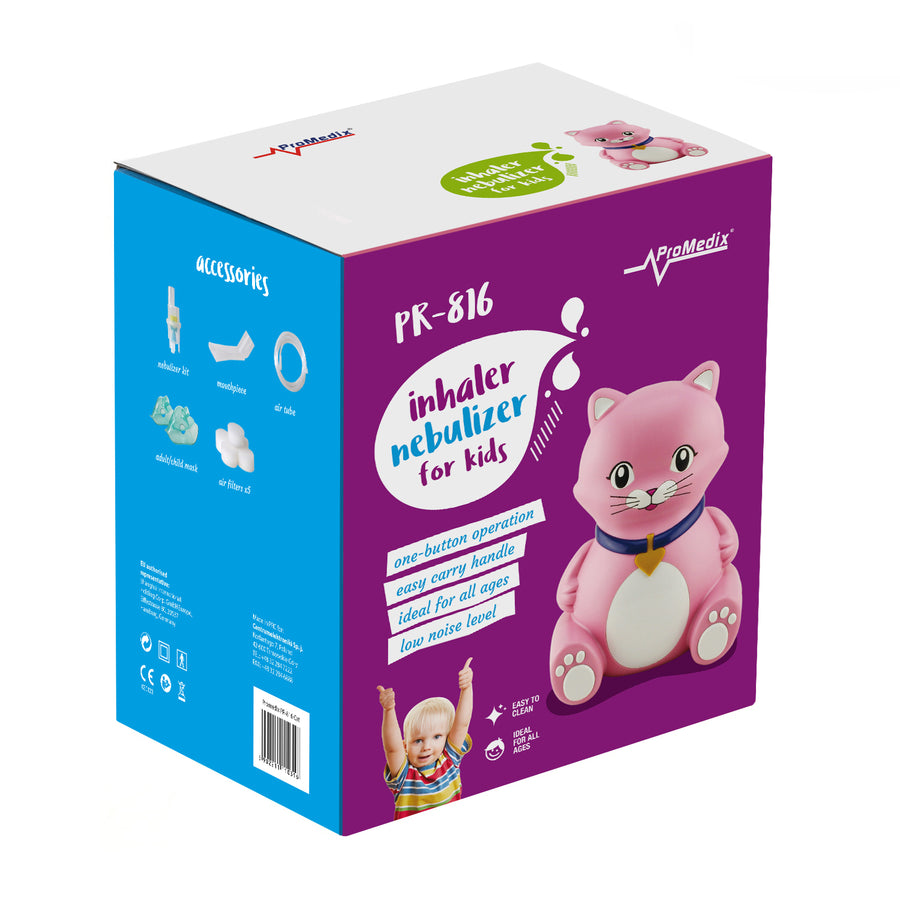 Dětský inhalátor Promedix PR-816 kočka, sada masky, filtry + dudlík