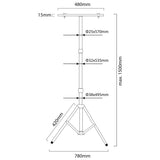 Stojan na reflektory Maclean, pro 2 reflektory, LED, žlutý, z oceli, max. výška 1,5 m + napájecí kabel