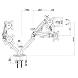 Držák pro 2 monitory Maclean, plynová pružina, 13"-27", 7 kg, černý, MC-861N