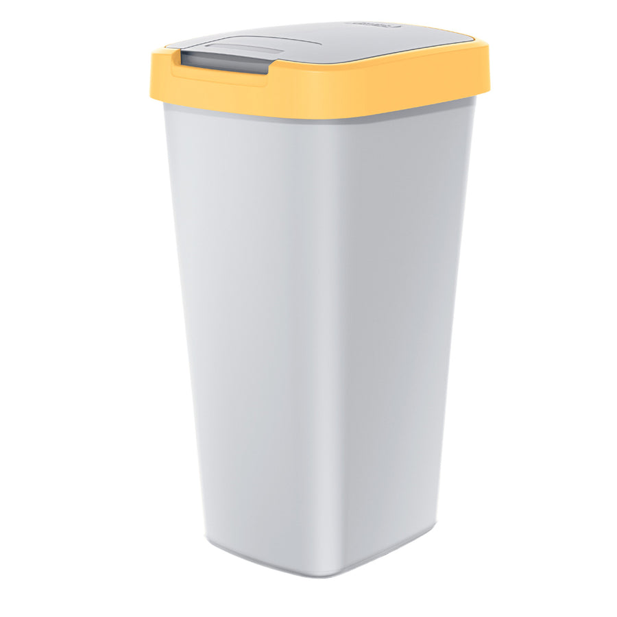 Odpadkový koš 25 l KEDEN COMPACTA Q - popelavá se světle žlutým rámem