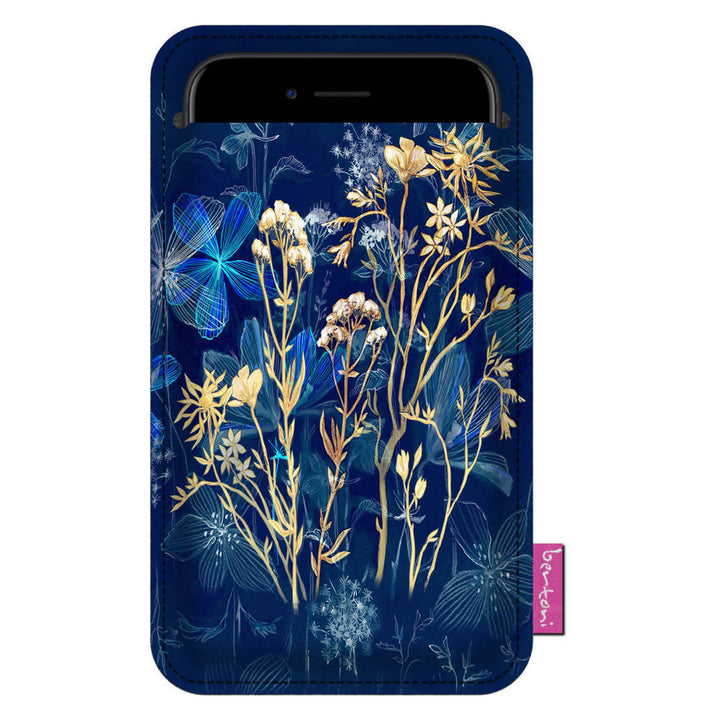 Pouzdro na chytrý telefon Bertoni, z ekologické plsti, 105x195 mm, vzor Midnight, EE0030