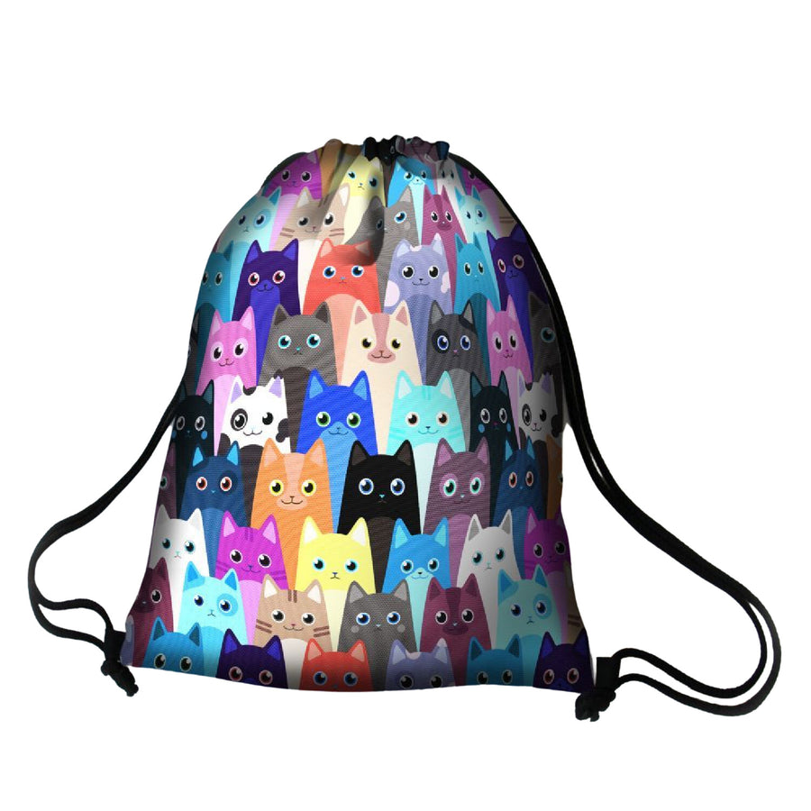 Bertoni batoh, barevný potisk, voděodolný, vzor Meow, EE0035