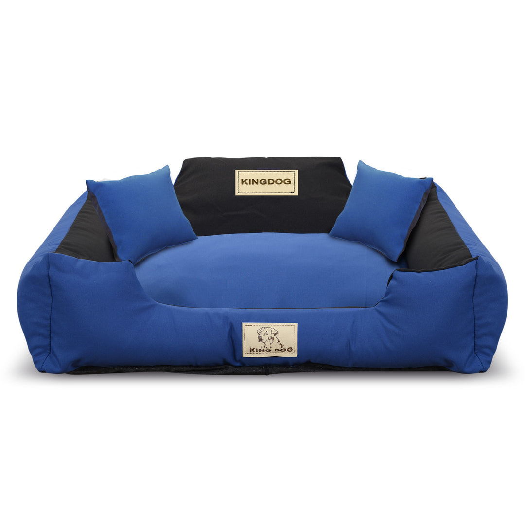 KINGDOG Pelíšek pro psy + polštáře 75 x 65 cm modrá / černá