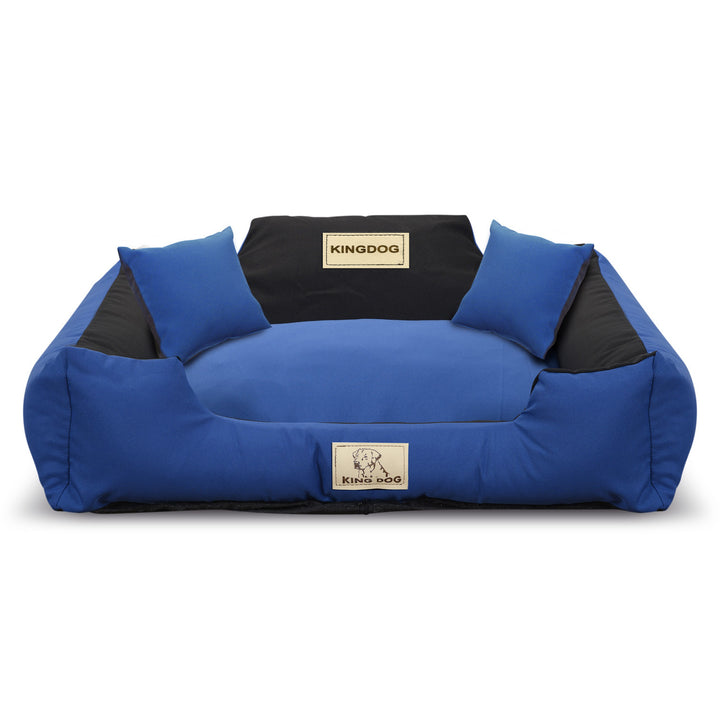 KINGDOG Pelíšek pro psy + polštáře 75 x 65 cm modrá / černá