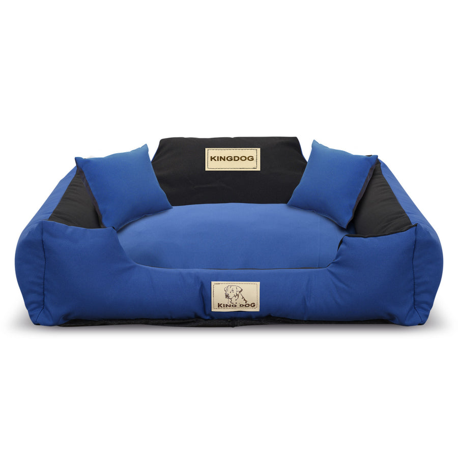 KINGDOG Pelíšek pro psy + polštáře 75 x 65 cm modrá / černá