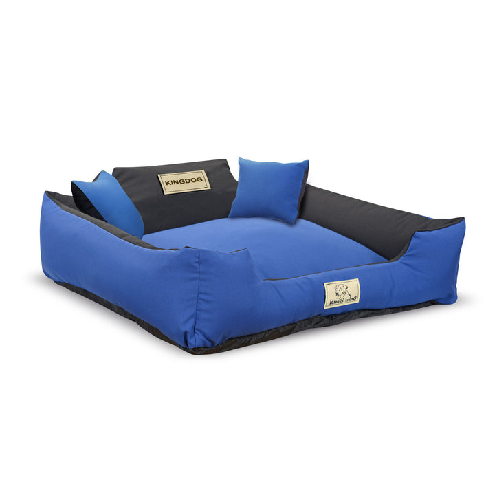 KINGDOG Pelíšek pro psy + polštáře 75 x 65 cm modrá / černá