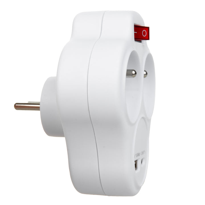 Proudová zásuvka Maclean, rozbočovač se 2 zásuvkami a USB A/C 2,4A, typ E, 2x16A, MCE336 E