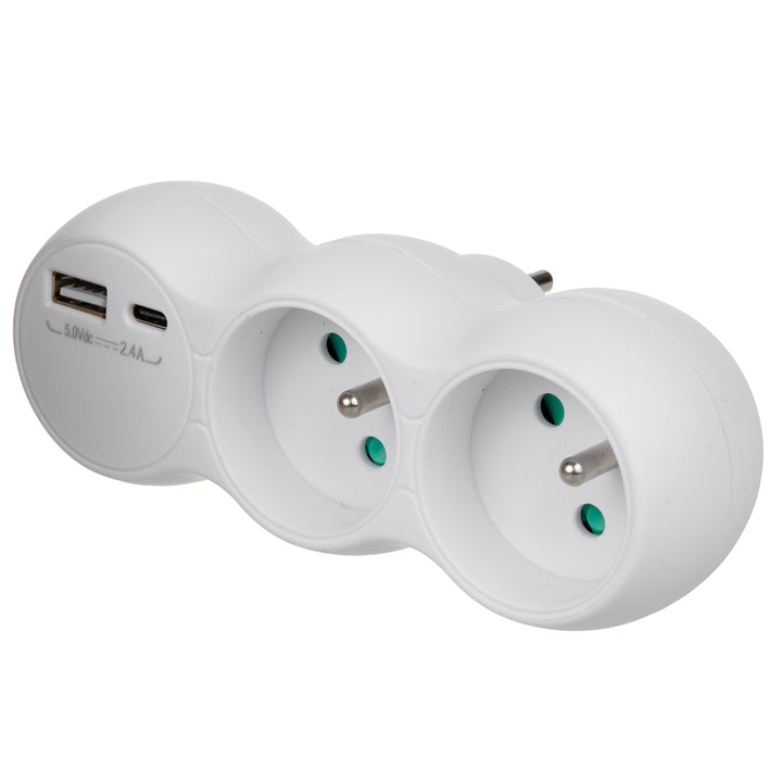 Proudová zásuvka Maclean, 2-zásuvkový rozbočovač, 2x USB A/C, typ E, 2x16A, MCE339 E