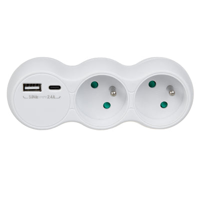 Proudová zásuvka Maclean, 2-zásuvkový rozbočovač, 2x USB A/C, typ E, 2x16A, MCE339 E