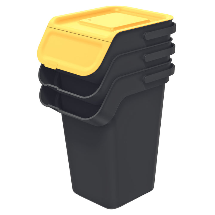 Sada odpadkových košů Keden, pro recyklaci, 3x25 litrů, černá, Kaddi Q Set