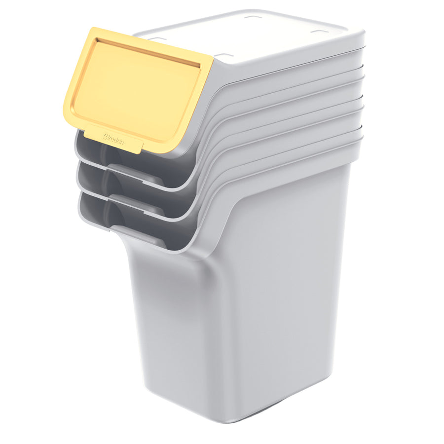 Sada odpadkových košů Keden, pro třídění odpadu, 4x20 litrů, popel, Stackbox