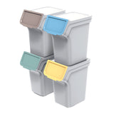 Sada odpadkových košů Keden, pro třídění odpadu, 4x20 litrů, popel, Stackbox