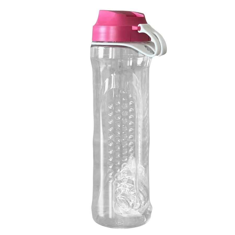 Cestovní láhev BranQ s brčkem a míchací kuličkou 610 ml, malinová
