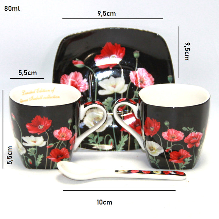 Porcelánová sada šálků na espresso s talíři Queen Isabell W9PB06-09510