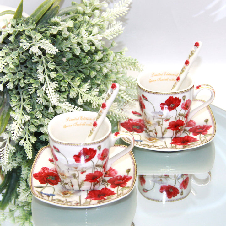 Porcelánová sada šálků na espresso s talíři Queen Isabell W9PWH06-09596