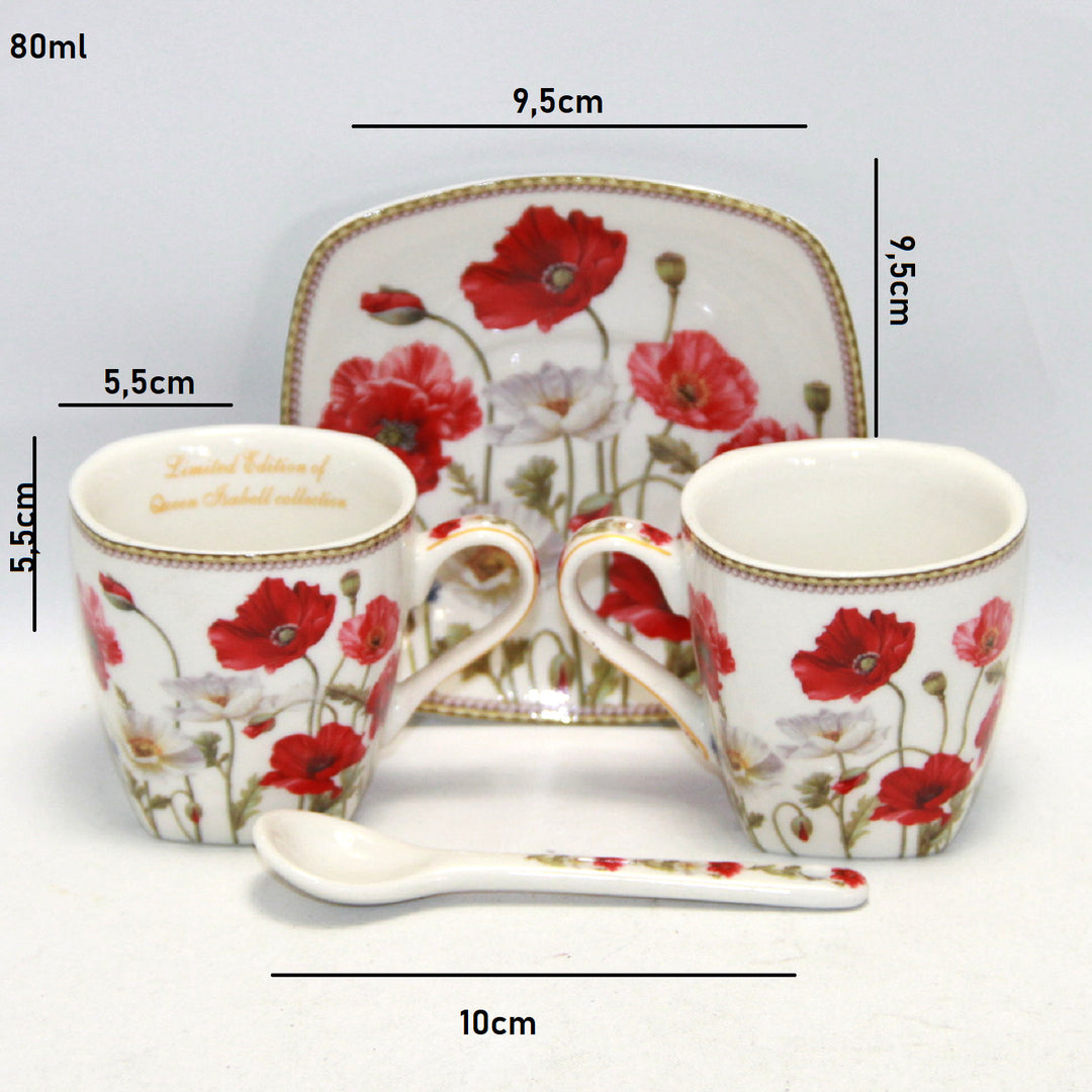 Porcelánová sada šálků na espresso s talíři Queen Isabell W9PWH06-09596