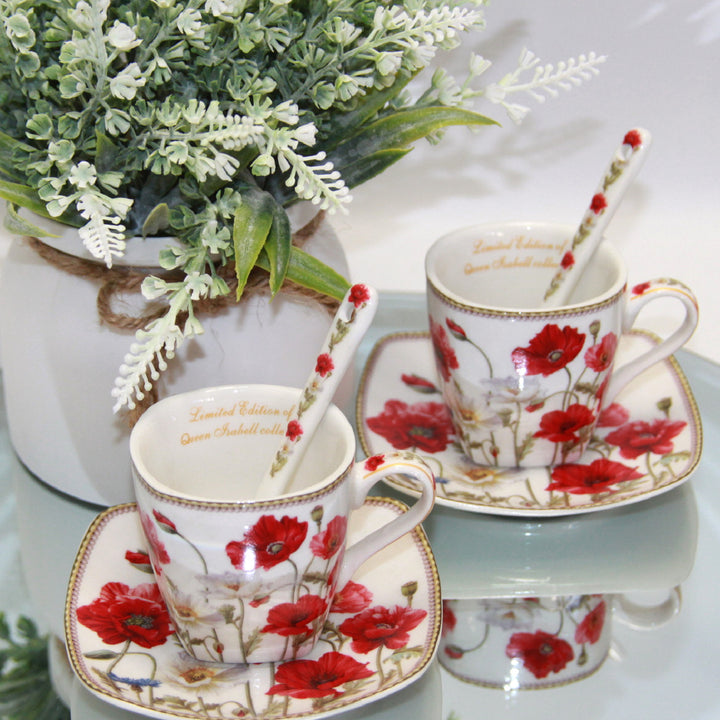 Porcelánová sada šálků na espresso s talíři Queen Isabell W9PWH06-09596