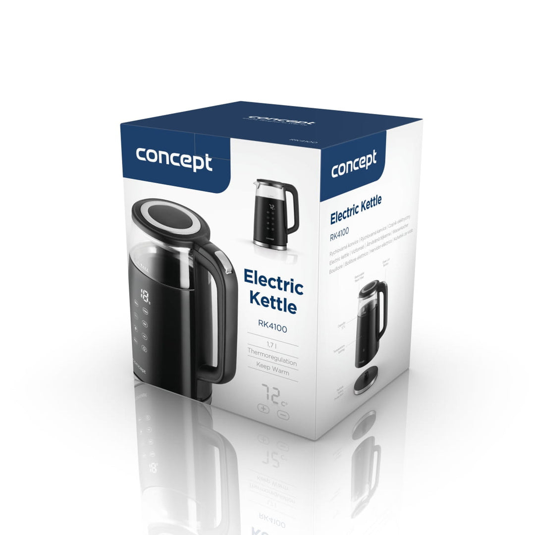 Skleněná rychlovarná konvice Concept 1,7 l s regulací teploty RK4100