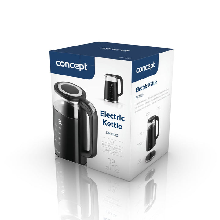 Skleněná rychlovarná konvice Concept 1,7 l s regulací teploty RK4100