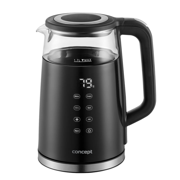 Skleněná rychlovarná konvice Concept 1,7 l s regulací teploty RK4100