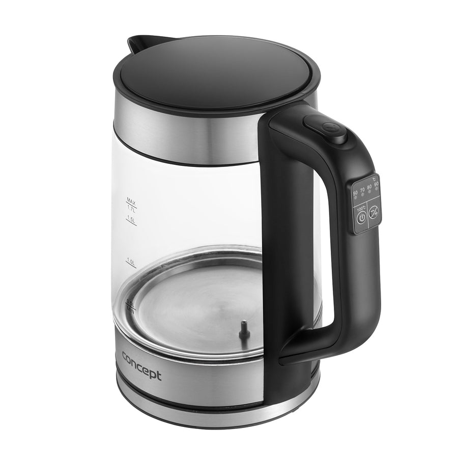Skleněná rychlovarná konvice Concept 1,7 l s regulací teploty RK4067