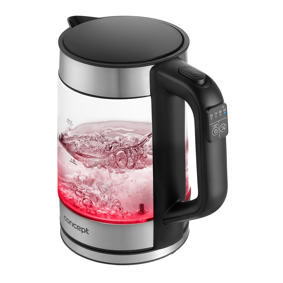 Skleněná rychlovarná konvice Concept 1,7 l s regulací teploty RK4067