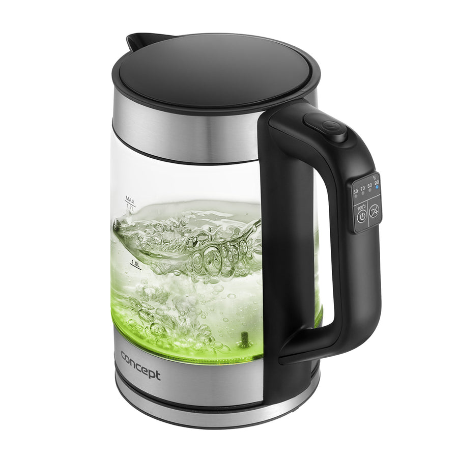 Skleněná rychlovarná konvice Concept 1,7 l s regulací teploty RK4067