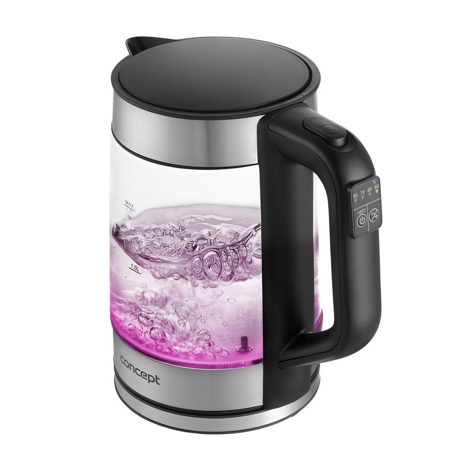 Skleněná rychlovarná konvice Concept 1,7 l s regulací teploty RK4067