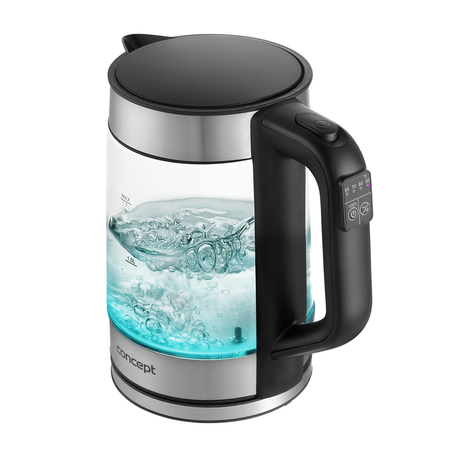 Skleněná rychlovarná konvice Concept 1,7 l s regulací teploty RK4067