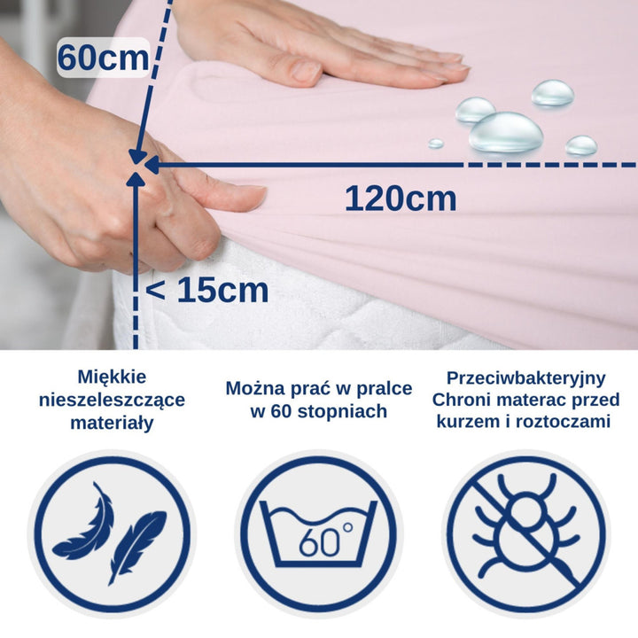 Nepromokavé prostěradlo Snibbs, růžové, 60x120 cm, T-SNI-100232