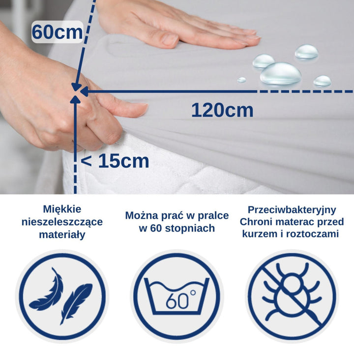 Nepromokavé prostěradlo Snibbs, šedé, 60x120 cm, T-SNI-100234