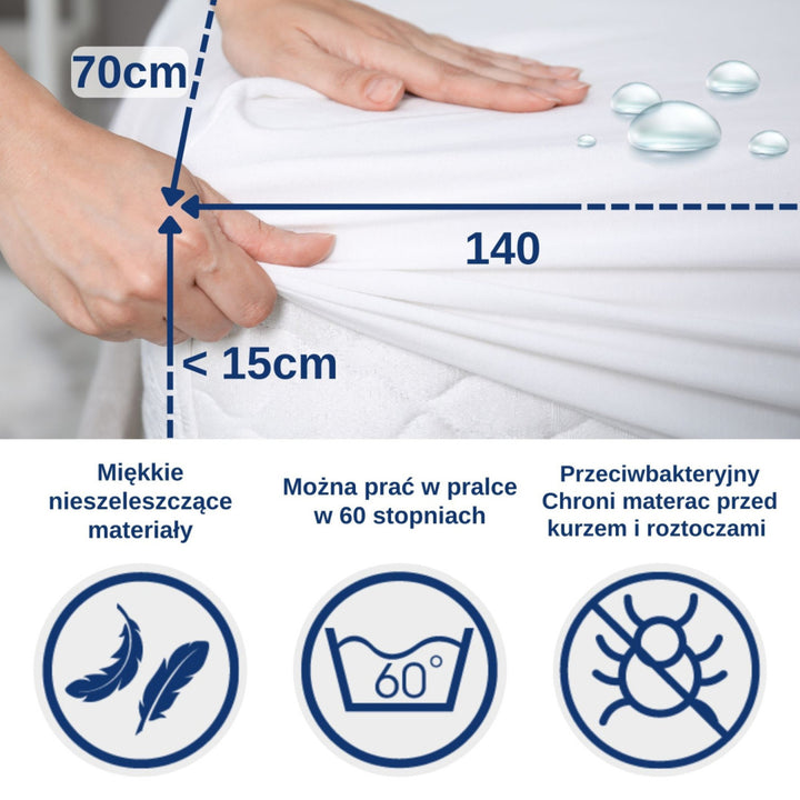 Nepromokavé prostěradlo Snibbs, bílé, 70x140 cm, T-SNI-10024