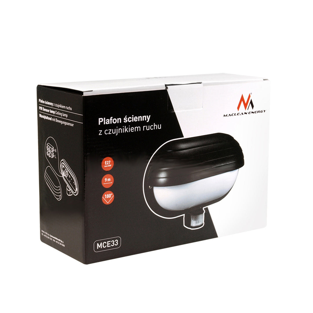 Nástěnné svítidlo Maclean, s PIR čidlem, max. 60W, 180°, MCE33B + LED 9W