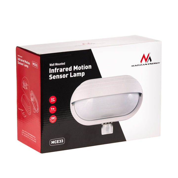 Nástěnné svítidlo Maclean, s PIR čidlem, max. 60W, 180°, MCE33 W + LED 9W