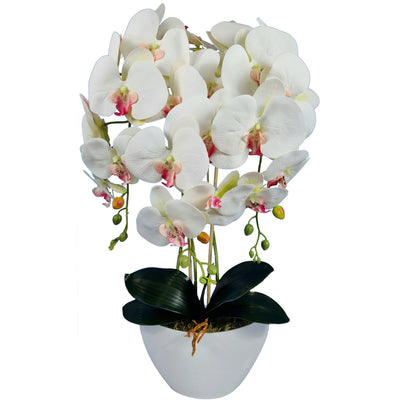 Damich umělá orchidej, bílá, růžové srdce, z kaučuku, 3pgb2