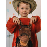 Plyšový kůň, dřevěná hůl, otěže, 80 cm, T-TED-03002