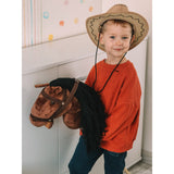 Plyšový kůň, dřevěná hůl, otěže, 80 cm, T-TED-03002